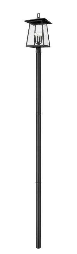 Outdoor Post Mounted Fixture Z-Lite 5015PHBR-5009P120-BK Black Rainer 4 Light Outdoor Post Mounted Fixture Z-Lite