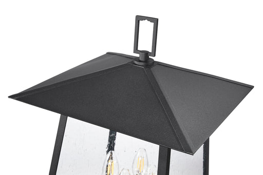 Outdoor Post Mounted Fixture Z-Lite 5015PHBR-5009P120-BK Black Rainer 4 Light Outdoor Post Mounted Fixture Z-Lite