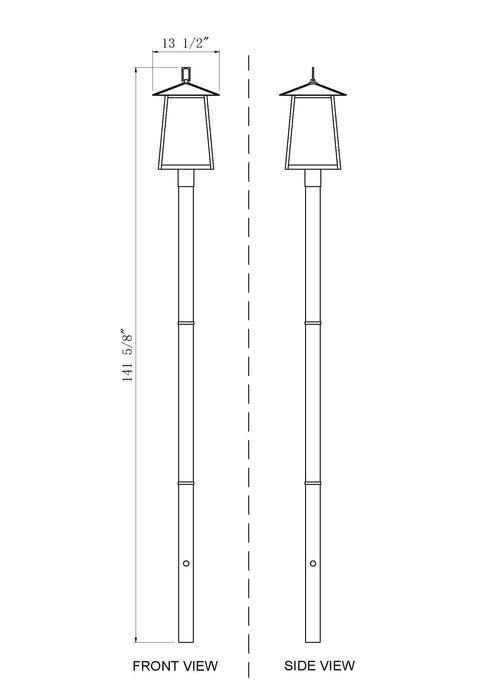 Outdoor Post Mounted Fixture Z-Lite 5015PHBR-5009P120-BK Black Rainer 4 Light Outdoor Post Mounted Fixture Z-Lite