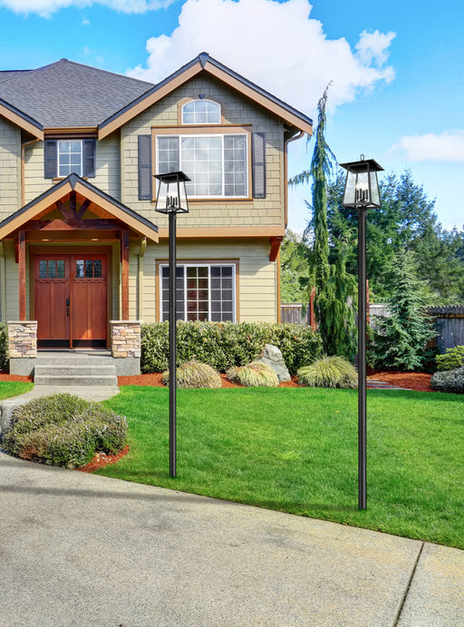 Outdoor Post Mounted Fixture Z-Lite 5015PHBR-5009P120-BK Black Rainer 4 Light Outdoor Post Mounted Fixture Z-Lite