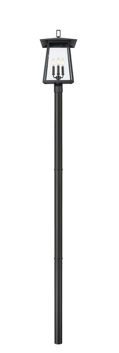 Outdoor Post Mounted Fixture Z-Lite 5015PHBR-5009P96-BK Black Rainer 4 Light Outdoor Post Mounted Fixture Z-Lite