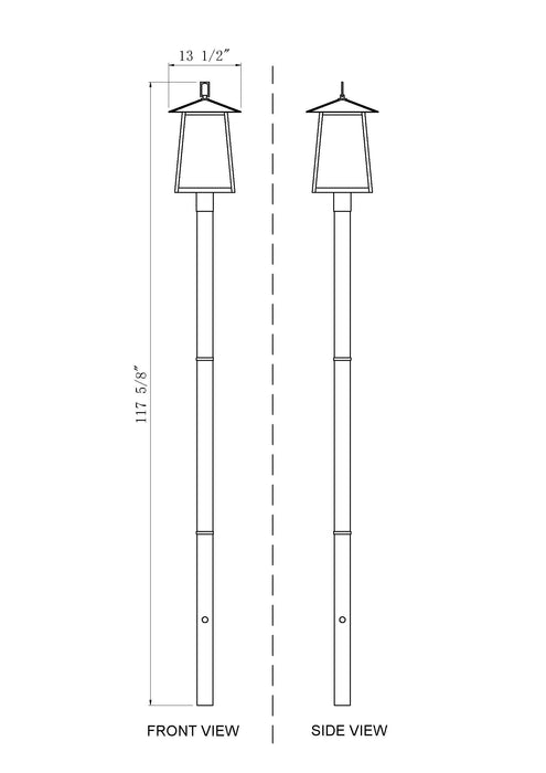 Outdoor Post Mounted Fixture Z-Lite 5015PHBR-5009P96-BK Black Rainer 4 Light Outdoor Post Mounted Fixture Z-Lite