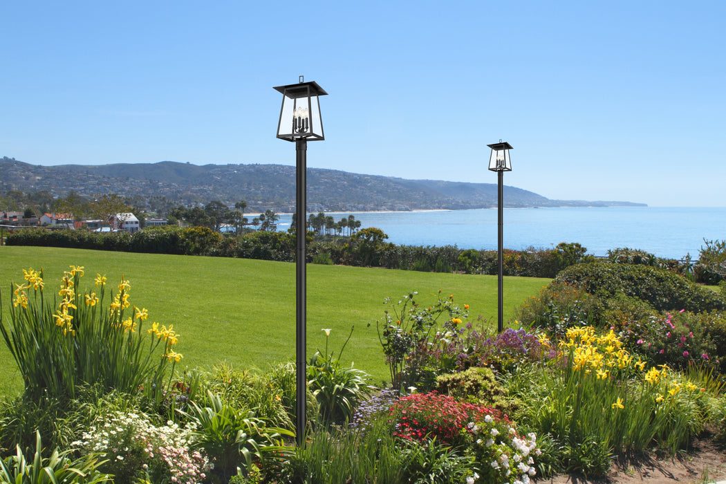 Outdoor Post Mounted Fixture Z-Lite 5015PHBR-5009P96-BK Black Rainer 4 Light Outdoor Post Mounted Fixture Z-Lite