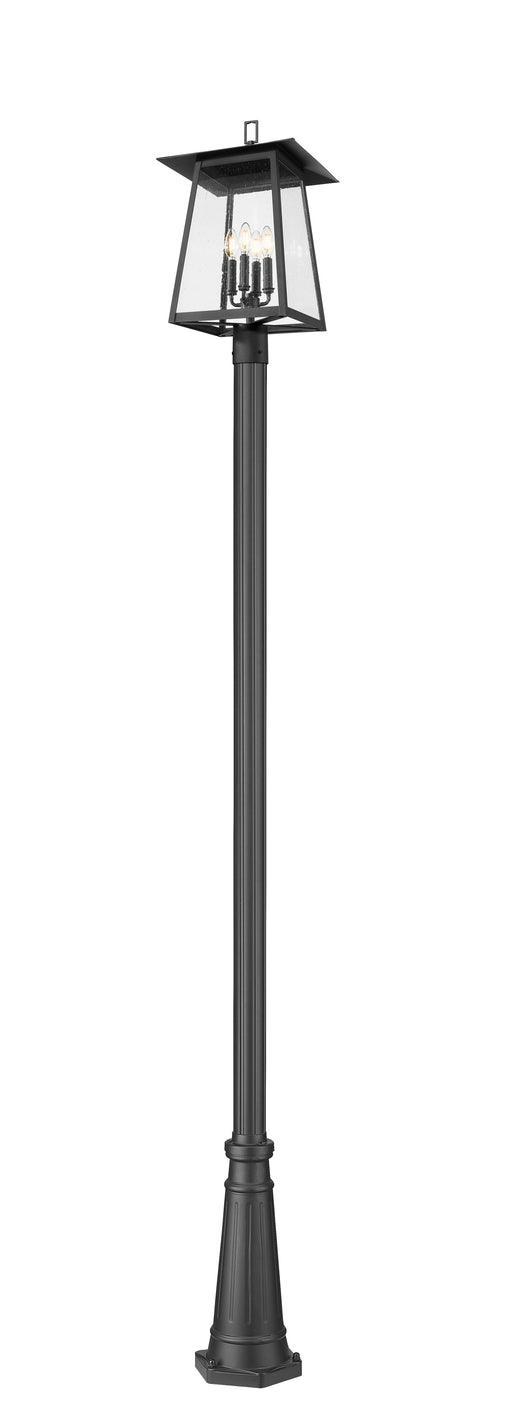 Outdoor Post Mounted Fixture Z-Lite 5015PHBR-519P-BK Black Rainer 4 Light Outdoor Post Mounted Fixture Z-Lite