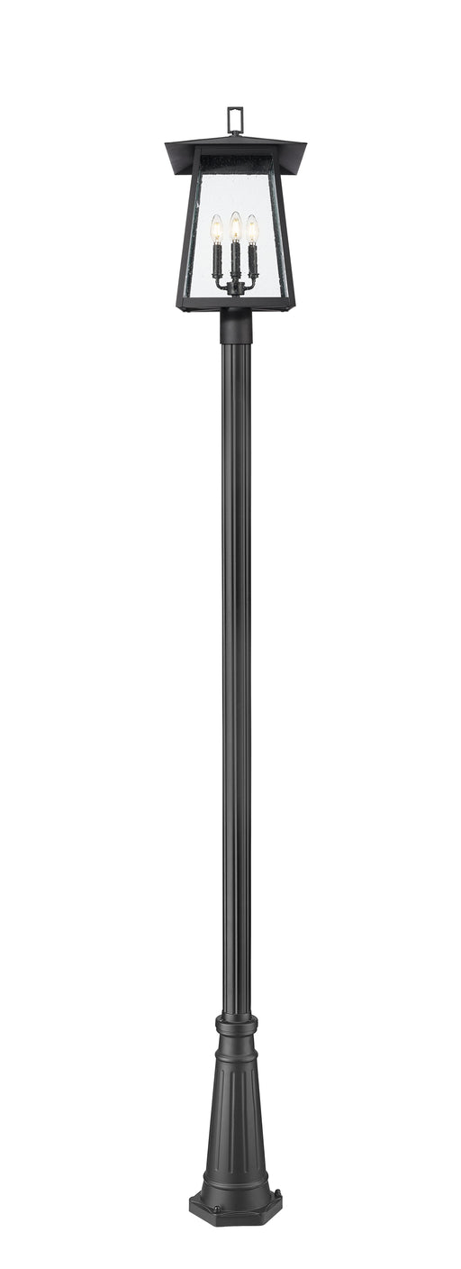 Outdoor Post Mounted Fixture Z-Lite 5015PHBR-519P-BK Black Rainer 4 Light Outdoor Post Mounted Fixture Z-Lite