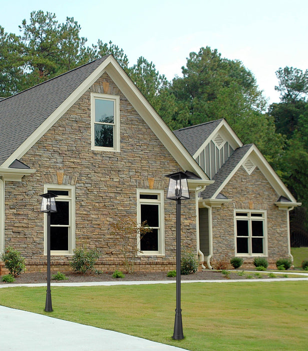 Outdoor Post Mounted Fixture Z-Lite 5015PHBR-519P-BK Black Rainer 4 Light Outdoor Post Mounted Fixture Z-Lite