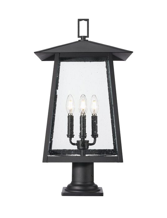 Outdoor Pier Mounted Fixture Z-Lite 5015PHBR-533PM-BK Black Rainer 4 Light Outdoor Pier Mounted Fixture Z-Lite