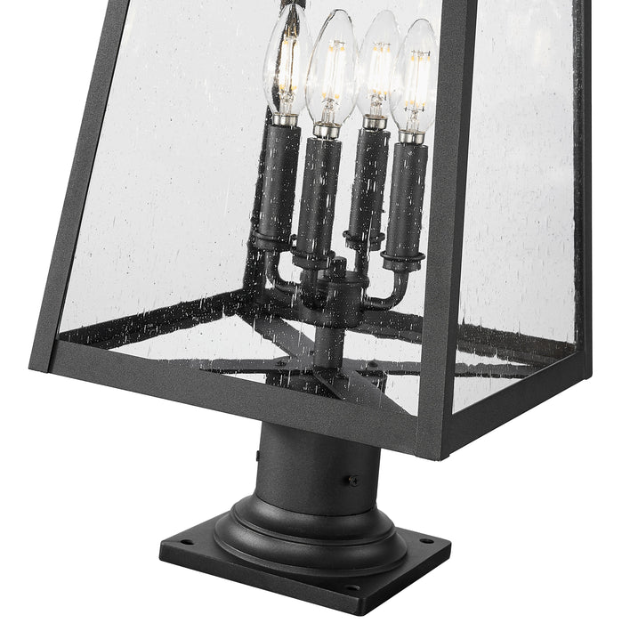 Outdoor Pier Mounted Fixture Z-Lite 5015PHBR-533PM-BK Black Rainer 4 Light Outdoor Pier Mounted Fixture Z-Lite