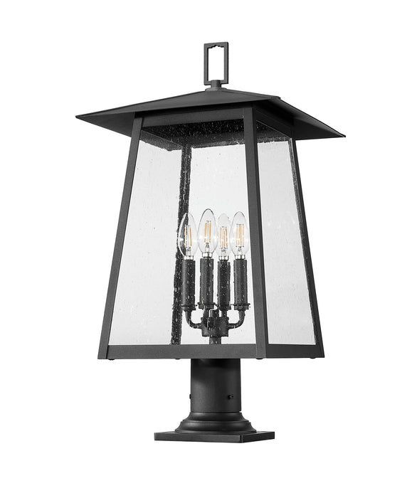 Outdoor Pier Mounted Fixture Z-Lite 5015PHBR-533PM-BK Black Rainer 4 Light Outdoor Pier Mounted Fixture Z-Lite