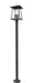 Outdoor Post Mounted Fixture Z-Lite 5015PHBR-567P-BK Black Rainer 4 Light Outdoor Post Mounted Fixture Z-Lite