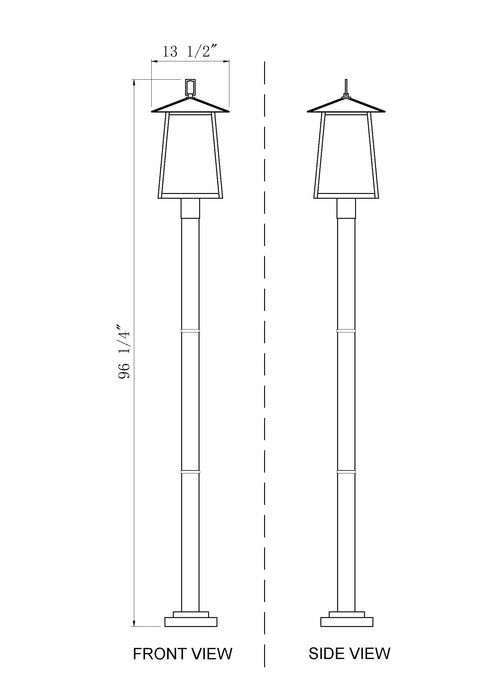 Outdoor Post Mounted Fixture Z-Lite 5015PHBR-567P-BK Black Rainer 4 Light Outdoor Post Mounted Fixture Z-Lite