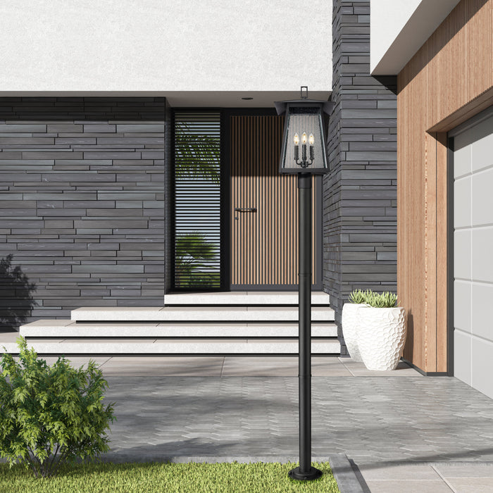 Outdoor Post Mounted Fixture Z-Lite 5015PHBR-567P-BK Black Rainer 4 Light Outdoor Post Mounted Fixture Z-Lite