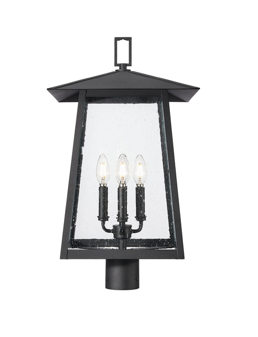 Outdoor Post Mount Fixture Z-Lite 5015PHBR-BK Black Rainer 4 Light Outdoor Post Mount Fixture Z-Lite