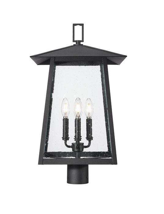 Outdoor Post Mount Fixture Z-Lite 5015PHBR-BK Black Rainer 4 Light Outdoor Post Mount Fixture Z-Lite