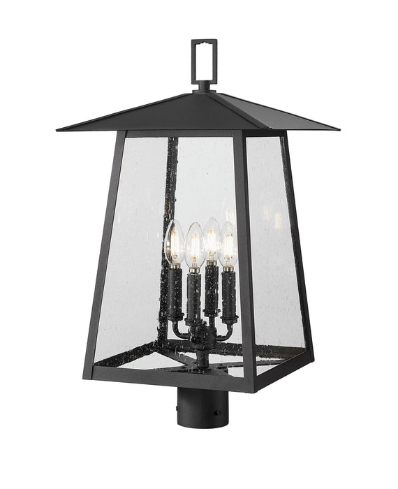 Outdoor Post Mount Fixture Z-Lite 5015PHBR-BK Black Rainer 4 Light Outdoor Post Mount Fixture Z-Lite