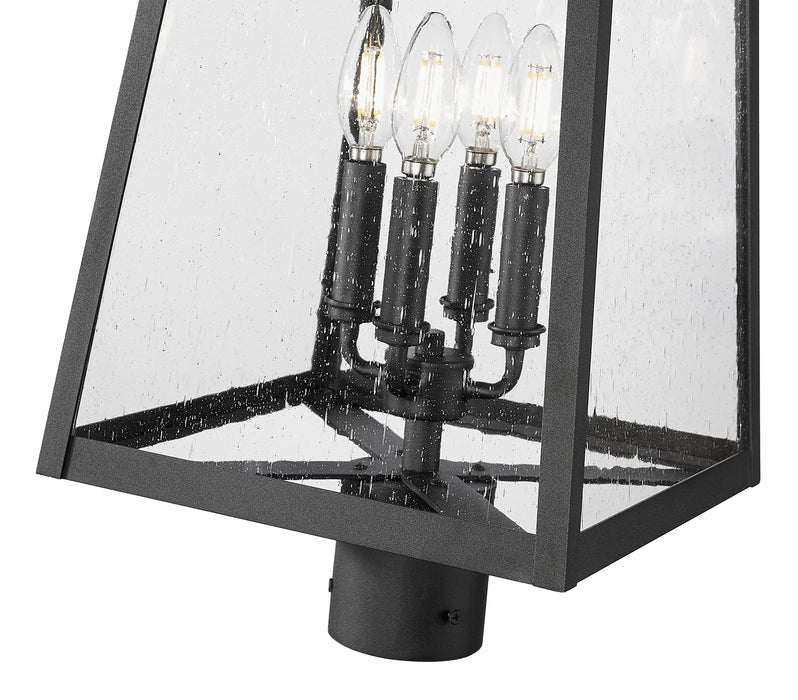 Outdoor Post Mount Fixture Z-Lite 5015PHBR-BK Black Rainer 4 Light Outdoor Post Mount Fixture Z-Lite