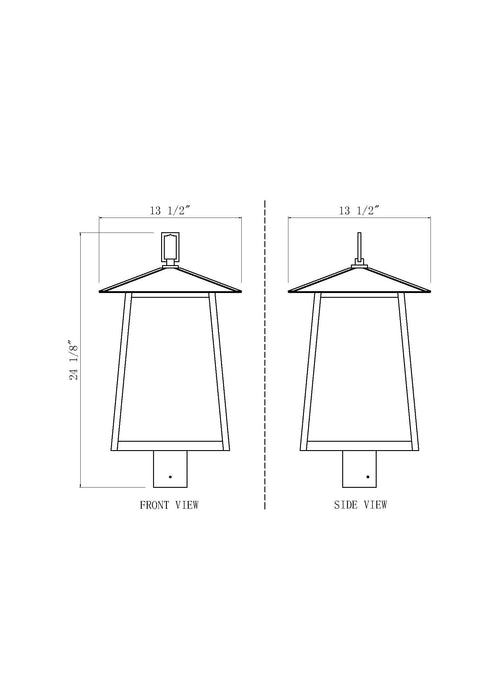 Outdoor Post Mount Fixture Z-Lite 5015PHBR-BK Black Rainer 4 Light Outdoor Post Mount Fixture Z-Lite
