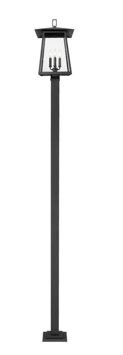 Outdoor Post Mounted Fixture Z-Lite 5015PHBS-536P-BK Black Rainer 4 Light Outdoor Post Mounted Fixture Z-Lite