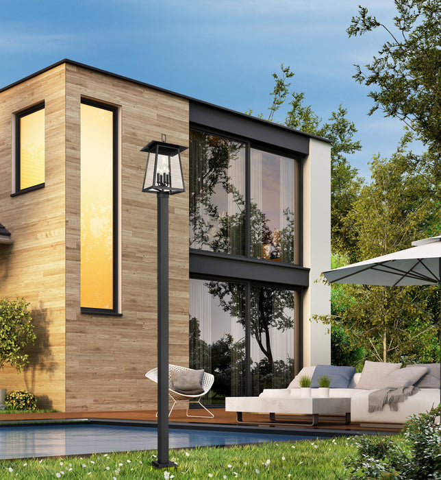 Outdoor Post Mounted Fixture Z-Lite 5015PHBS-536P-BK Black Rainer 4 Light Outdoor Post Mounted Fixture Z-Lite