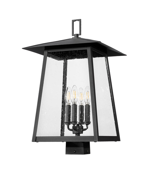 Outdoor Post Mount Fixture Z-Lite 5015PHBS-BK Black Rainer 4 Light Outdoor Post Mount Fixture Z-Lite