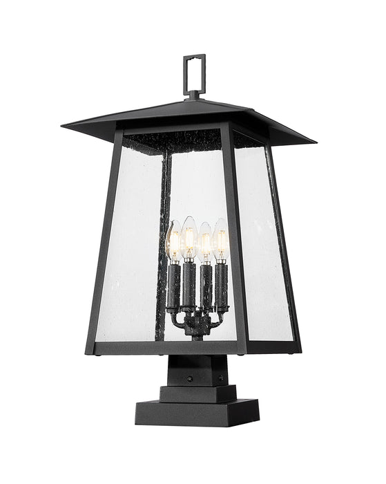 Outdoor Pier Mounted Fixture Z-Lite 5015PHBS-SQPM-BK Black Rainer 4 Light Outdoor Pier Mounted Fixture Z-Lite