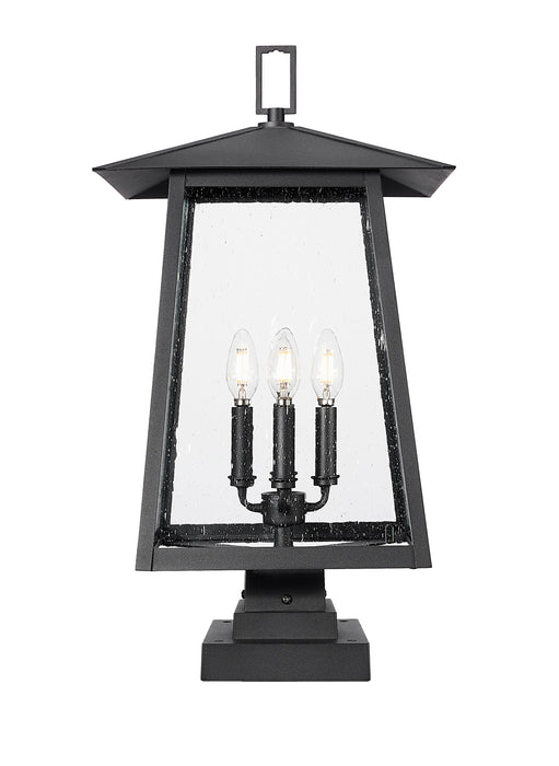 Outdoor Pier Mounted Fixture Z-Lite 5015PHBS-SQPM-BK Black Rainer 4 Light Outdoor Pier Mounted Fixture Z-Lite