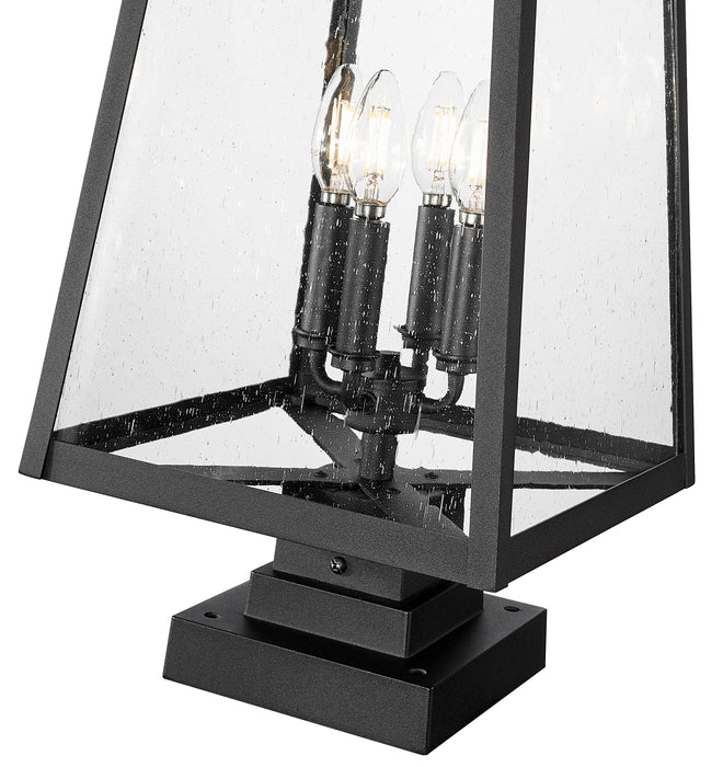 Outdoor Pier Mounted Fixture Z-Lite 5015PHBS-SQPM-BK Black Rainer 4 Light Outdoor Pier Mounted Fixture Z-Lite