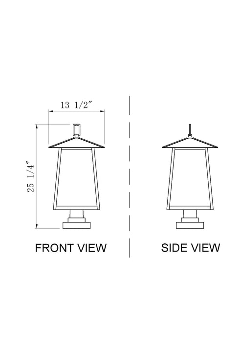 Outdoor Pier Mounted Fixture Z-Lite 5015PHBS-SQPM-BK Black Rainer 4 Light Outdoor Pier Mounted Fixture Z-Lite