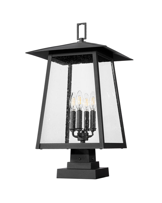 Outdoor Pier Mounted Fixture Z-Lite 5015PHBS-SQPM-BK Black Rainer 4 Light Outdoor Pier Mounted Fixture Z-Lite
