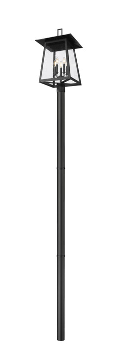 Outdoor Post Mounted Fixture Z-Lite 5015PHXLR-5009P96-BK Black Rainer 5 Light Outdoor Post Mounted Fixture Z-Lite