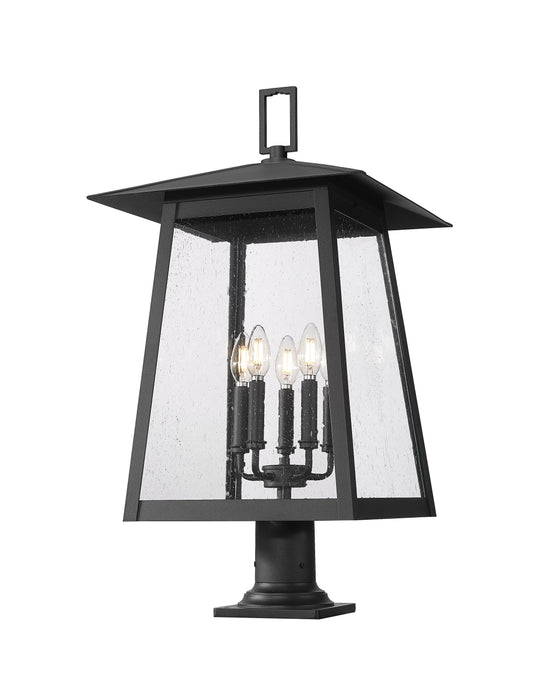 Outdoor Pier Mounted Fixture Z-Lite 5015PHXLR-533PM-BK Black Rainer 5 Light Outdoor Pier Mounted Fixture Z-Lite