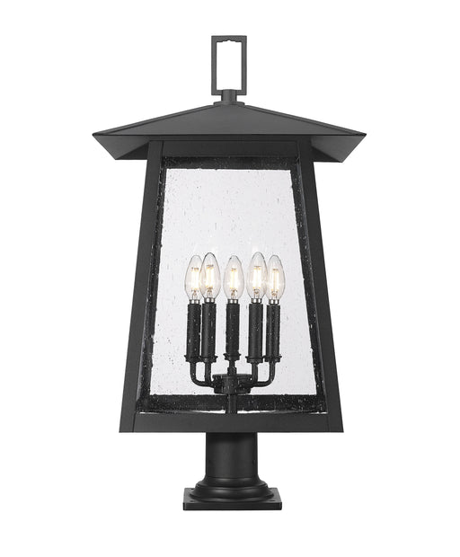 Outdoor Pier Mounted Fixture Z-Lite 5015PHXLR-533PM-BK Black Rainer 5 Light Outdoor Pier Mounted Fixture Z-Lite