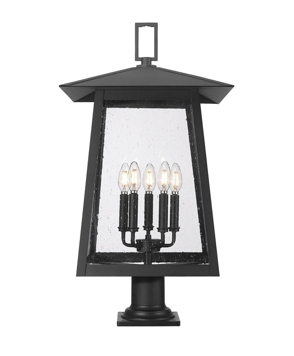 Outdoor Pier Mounted Fixture Z-Lite 5015PHXLR-533PM-BK Black Rainer 5 Light Outdoor Pier Mounted Fixture Z-Lite