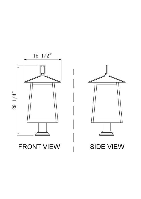 Outdoor Pier Mounted Fixture Z-Lite 5015PHXLR-533PM-BK Black Rainer 5 Light Outdoor Pier Mounted Fixture Z-Lite