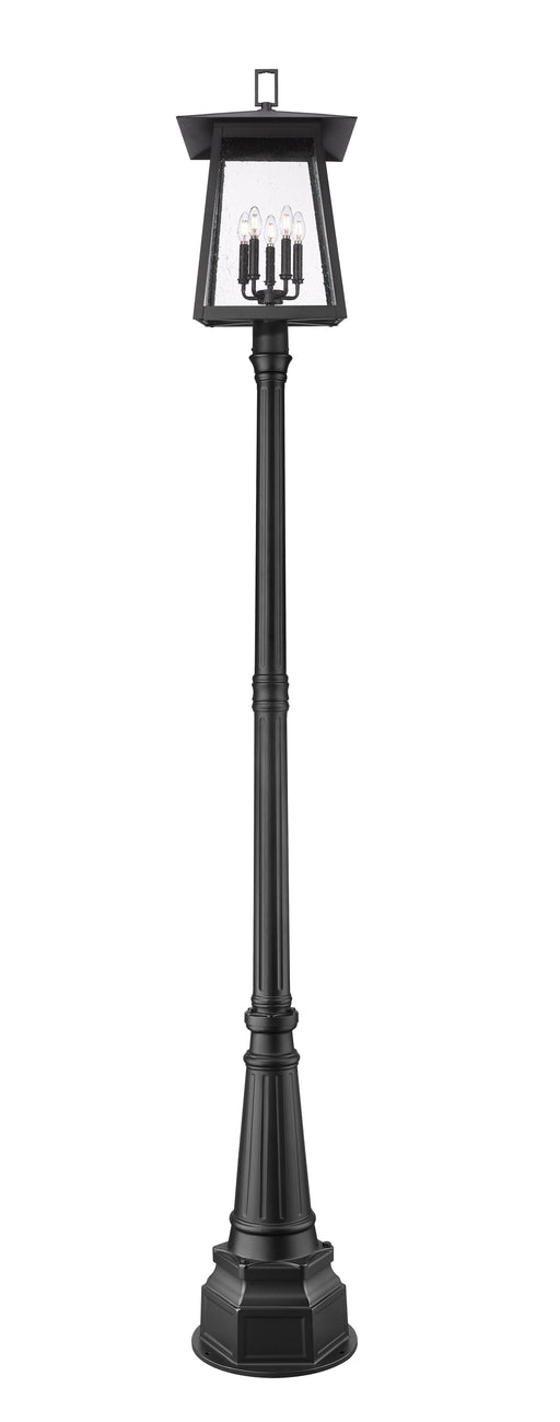 Outdoor Post Mounted Fixture Z-Lite 5015PHXLR-564P-BK Black Rainer 5 Light Outdoor Post Mounted Fixture Z-Lite