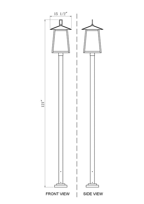 Outdoor Post Mounted Fixture Z-Lite 5015PHXLS-536P-BK Black Rainer 5 Light Outdoor Post Mounted Fixture Z-Lite
