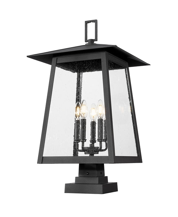 Outdoor Pier Mounted Fixture Z-Lite 5015PHXLS-SQPM-BK Black Rainer 5 Light Outdoor Pier Mounted Fixture Z-Lite