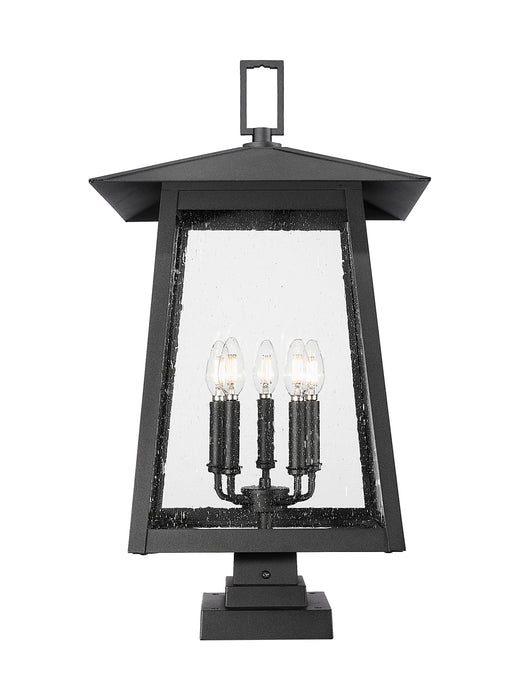 Outdoor Pier Mounted Fixture Z-Lite 5015PHXLS-SQPM-BK Black Rainer 5 Light Outdoor Pier Mounted Fixture Z-Lite