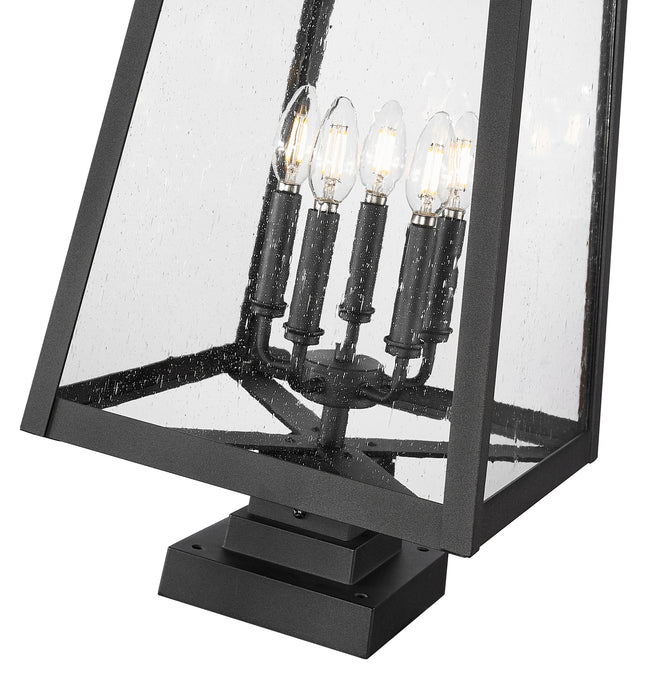 Outdoor Pier Mounted Fixture Z-Lite 5015PHXLS-SQPM-BK Black Rainer 5 Light Outdoor Pier Mounted Fixture Z-Lite