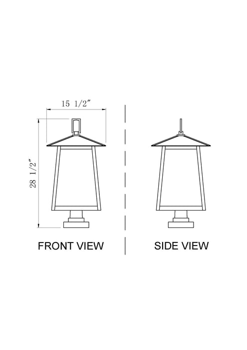 Outdoor Pier Mounted Fixture Z-Lite 5015PHXLS-SQPM-BK Black Rainer 5 Light Outdoor Pier Mounted Fixture Z-Lite