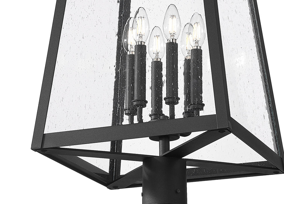 Outdoor Post Mounted Fixture Z-Lite 5015PHXXLR-5010P-BK Black Rainer 6 Light Outdoor Post Mounted Fixture Z-Lite