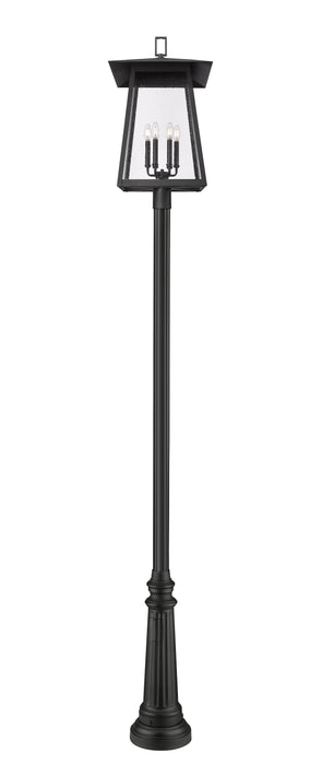 Outdoor Post Mounted Fixture Z-Lite 5015PHXXLR-511P-BK Black Rainer 6 Light Outdoor Post Mounted Fixture Z-Lite