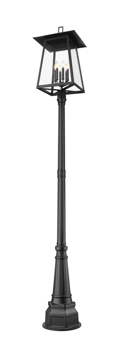Outdoor Post Mounted Fixture Z-Lite 5015PHXXLR-564P-BK Black Rainer 6 Light Outdoor Post Mounted Fixture Z-Lite
