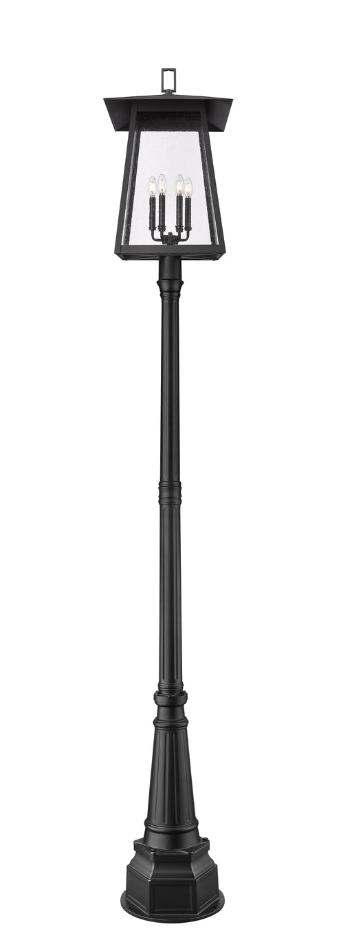 Outdoor Post Mounted Fixture Z-Lite 5015PHXXLR-564P-BK Black Rainer 6 Light Outdoor Post Mounted Fixture Z-Lite