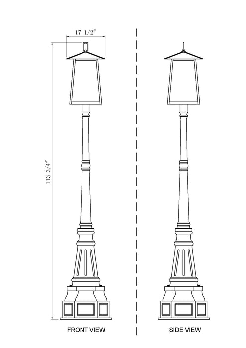 Outdoor Post Mounted Fixture Z-Lite 5015PHXXLR-564P-BK Black Rainer 6 Light Outdoor Post Mounted Fixture Z-Lite