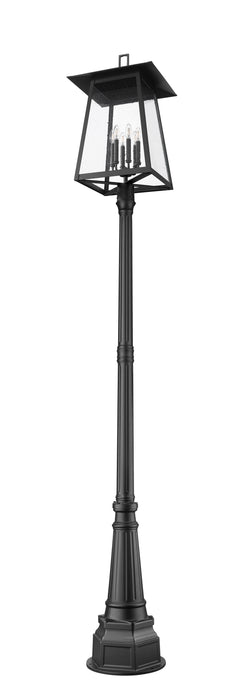 Outdoor Post Mounted Fixture Z-Lite 5015PHXXLR-564P-BK Black Rainer 6 Light Outdoor Post Mounted Fixture Z-Lite