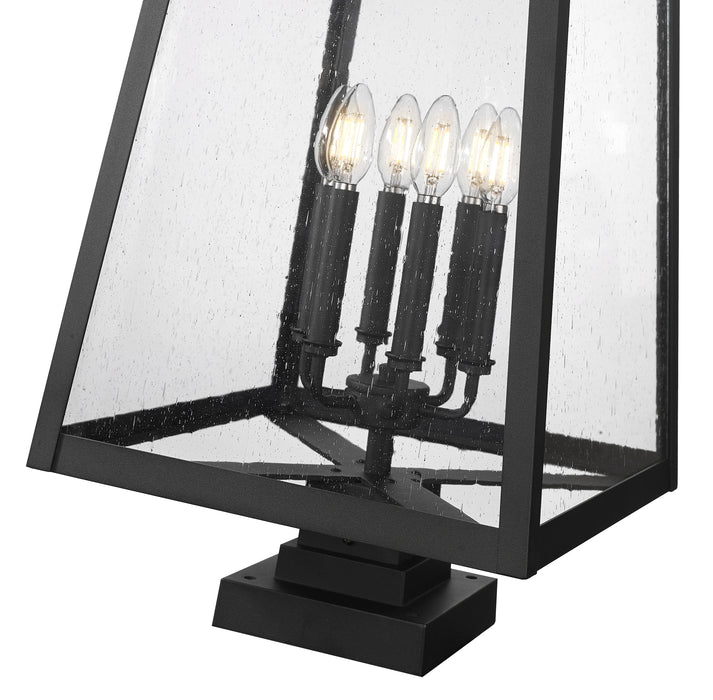 Outdoor Pier Mounted Fixture Z-Lite 5015PHXXLS-SQPM-BK Black Rainer 6 Light Outdoor Pier Mounted Fixture Z-Lite