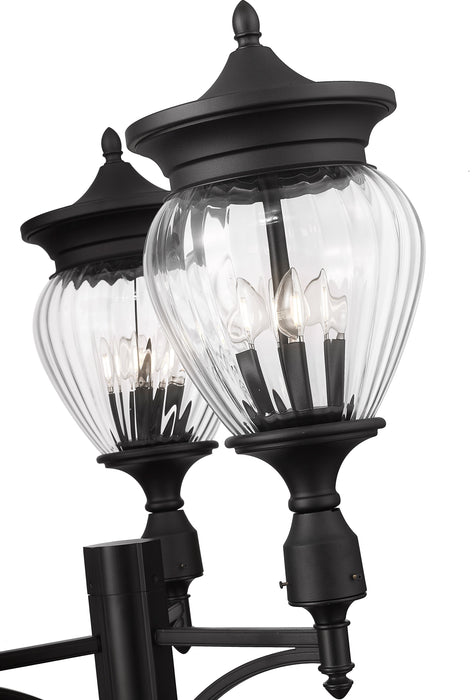 Outdoor Post Mounted Fixture Z-Lite 5016PHBR-3-564P-BK Black Davina 4 Light Outdoor Post Mounted Fixture Z-Lite