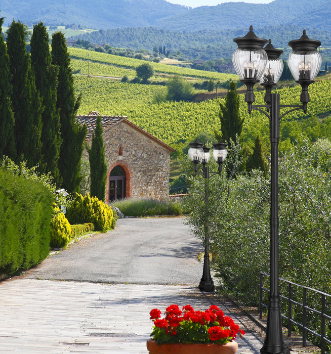 Outdoor Post Mounted Fixture Z-Lite 5016PHBR-3-564P-BK Black Davina 4 Light Outdoor Post Mounted Fixture Z-Lite