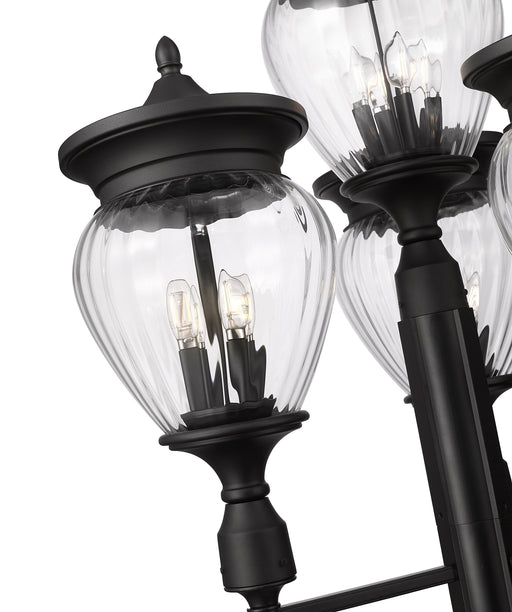 Outdoor Post Mounted Fixture Z-Lite 5016PHBR-4-564P-BK Black Davina 4 Light Outdoor Post Mounted Fixture Z-Lite